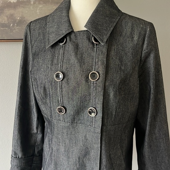 Sandro Black Denim Chambray Double Breasted Jacket Button Down - Picture 2 of 10